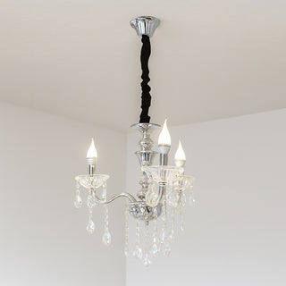 Lampadario 3 bracci con sfere cristalli pendenti E14 oro argento