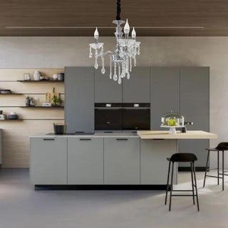 Lampadario 3 bracci con sfere cristalli pendenti E14 oro argento