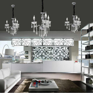 Lampadario 3 bracci con sfere cristalli pendenti E14 oro argento