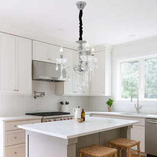 Lampadario 3 bracci con sfere cristalli pendenti E14 oro argento