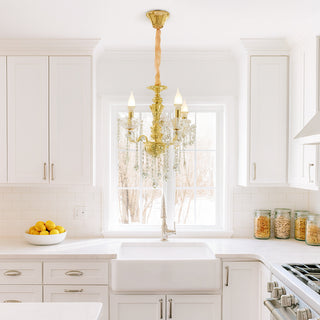 Lampadario 3 bracci con sfere cristalli pendenti E14 oro argento