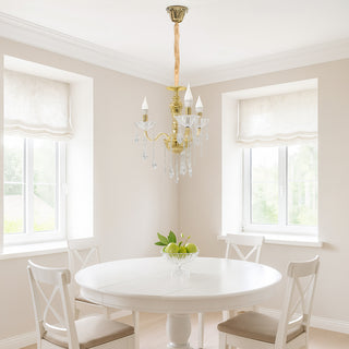 Lampadario 3 bracci con sfere cristalli pendenti E14 oro argento