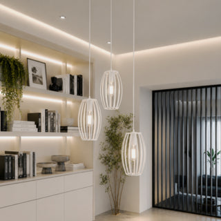 Lampadario da soffitto a sospensione 3d stile geometrico ovale E27