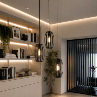 Lampadario da soffitto a sospensione 3d stile geometrico ovale E27