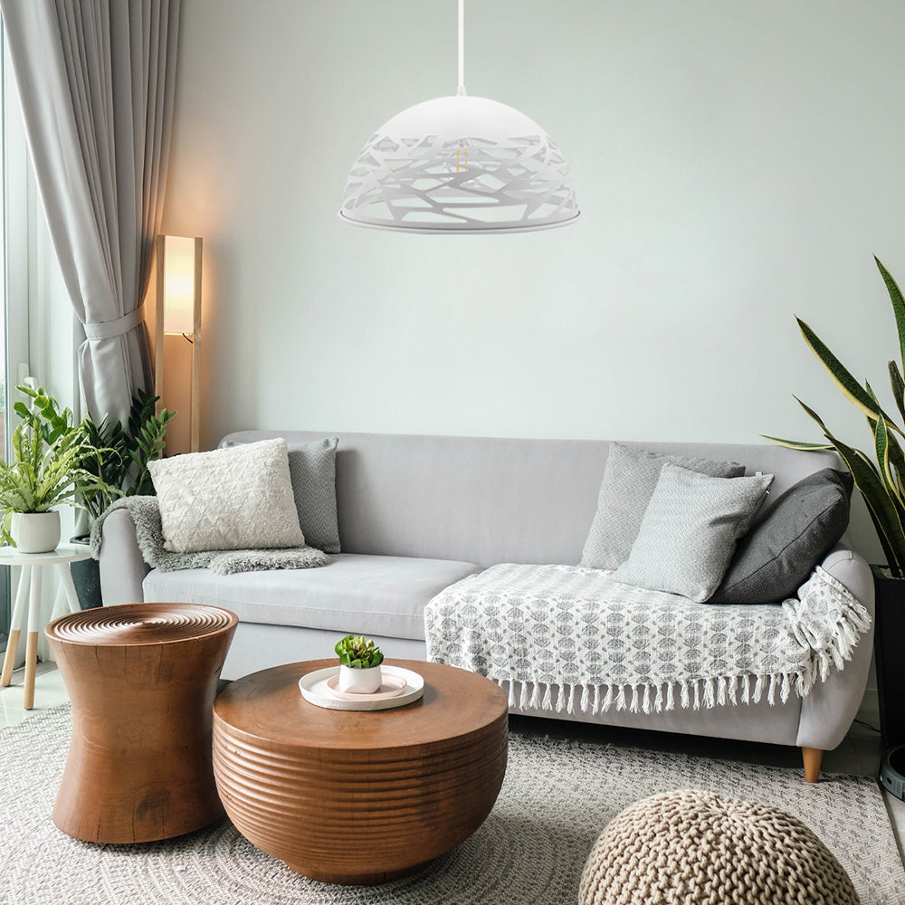 Lampadario a sospensione con paralume in metallo traforato design contemporaneo moderno lampada da soffitto attacco E27