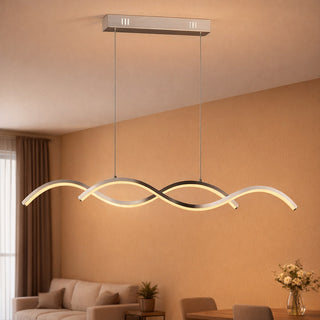 Lampadario moderno a led a sospensione 25 watt  lampada twist argento