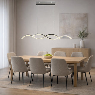 Lampadario moderno a led a sospensione 25 watt  lampada twist argento
