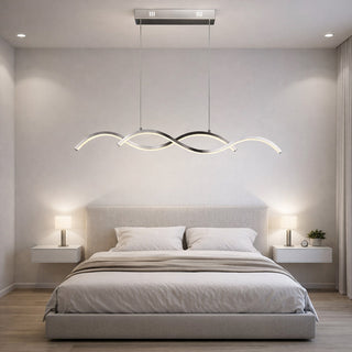 Lampadario moderno a led a sospensione 25 watt  lampada twist argento