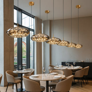 Lampadario a led in vetro 10 watt a cupola effetto cielo stellato