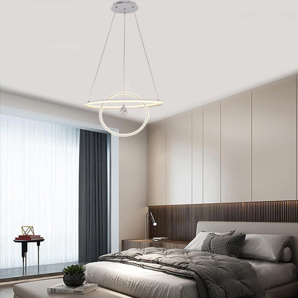 Lampadario led moderno 2 anelli 70 watt lampada con cristallo a luce fredda 6500k calda 3000k naturale 4000k