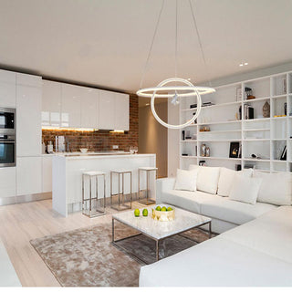 Lampadario led moderno 2 anelli 70 watt lampada con cristallo