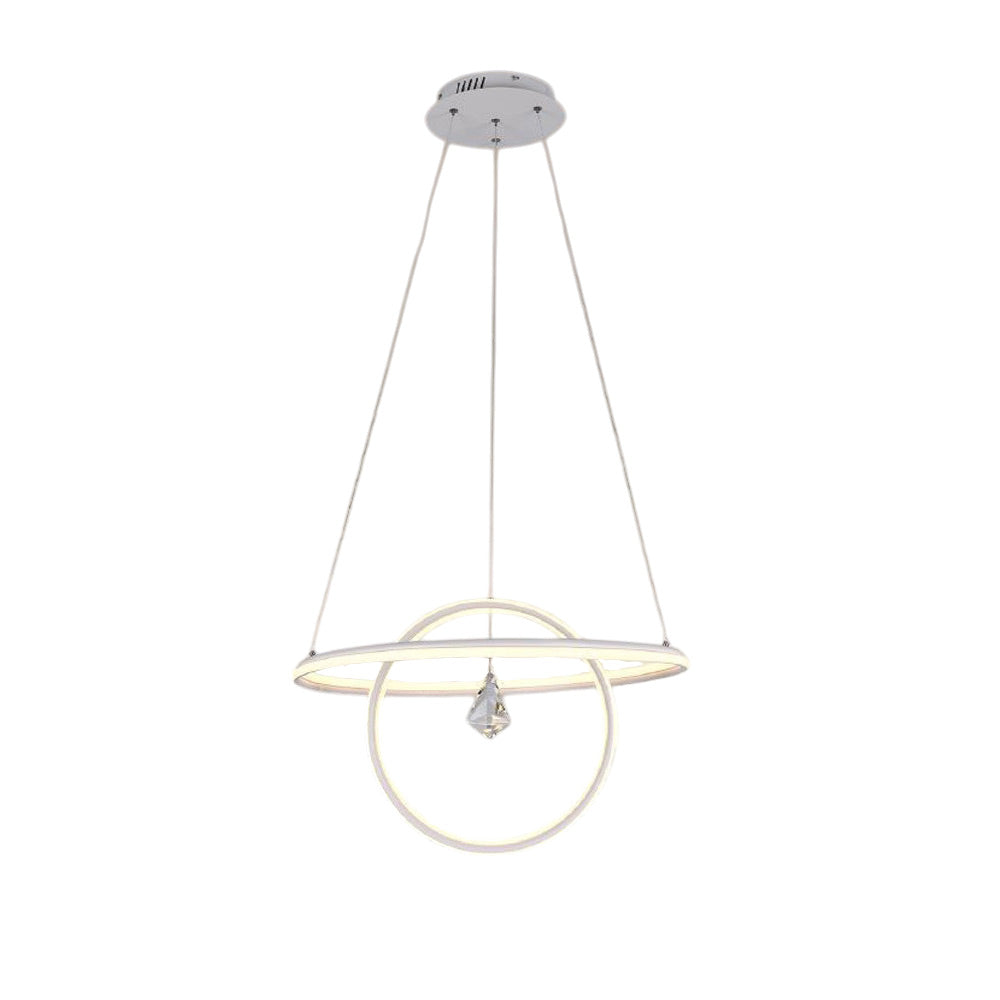 Lampadario led moderno 2 anelli 70 watt lampada con cristallo a luce fredda 6500k calda 3000k naturale 4000k