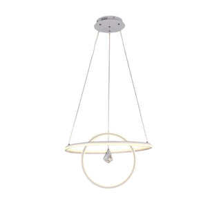 Lampadario led moderno 2 anelli 70 watt lampada con cristallo