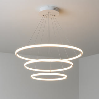 Lampadario led 51 watt forma di pianeta bianco 3 colorazione di luce
