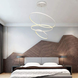 Lampadario led 51 watt forma di pianeta bianco 3 colorazione di luce