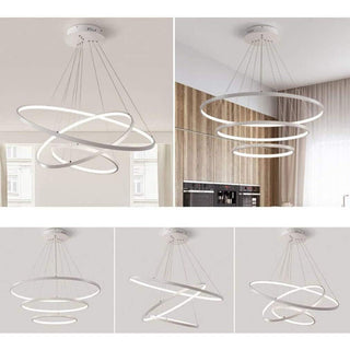 Lampadario led 51 watt forma di pianeta bianco 3 colorazione di luce