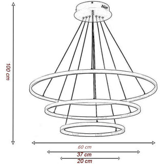 Lampadario led 51 watt forma di pianeta bianco 3 colorazione di luce