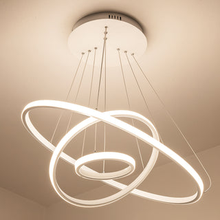 Lampadario led 51 watt forma di pianeta bianco 3 colorazione di luce