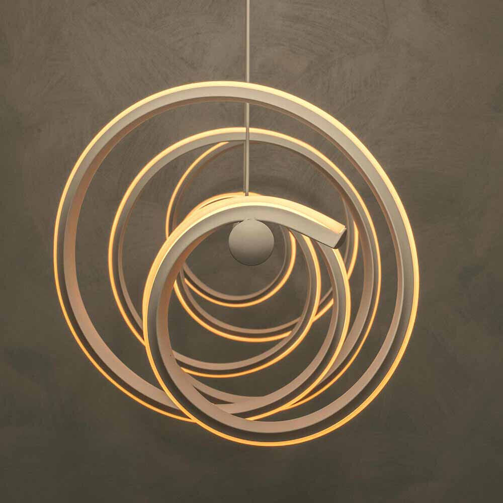 Lampadario led a sospensione 60 watt lampada twist bianco stilizzato tecnologia CCT 3 tonalità di luce da 6500k a 3000k