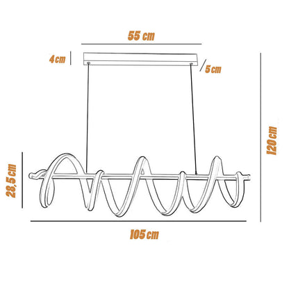 Lampadario led a sospensione 60 watt lampada twist bianco stilizzato tecnologia CCT 3 tonalità di luce da 6500k a 3000k