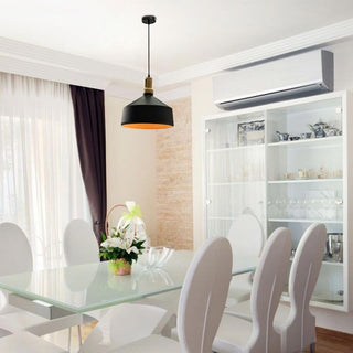 Lampadario stile industriale pendente a coppa attacco E27 nero bianco