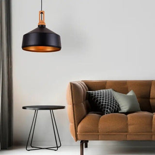 Lampadario stile industriale pendente a coppa attacco E27 nero bianco