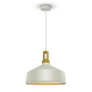 Lampadario stile industriale pendente a coppa attacco E27 nero bianco
