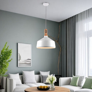 Lampadario stile industriale pendente a coppa attacco E27 nero bianco
