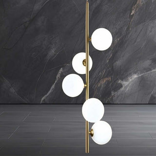 Lampadario minimalista bronzo con 5 sfere con stelo verticale G9