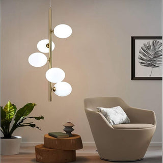 Lampadario minimalista bronzo con 5 sfere con stelo verticale G9