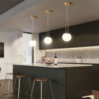 Lampadario minimalista con ovale in metallo bronzo con sfera G9