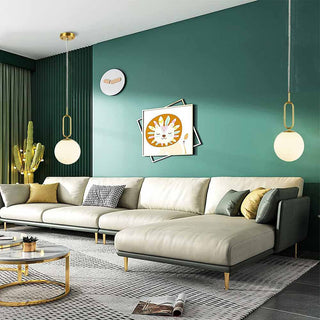 Lampadario minimalista con ovale in metallo bronzo con sfera G9