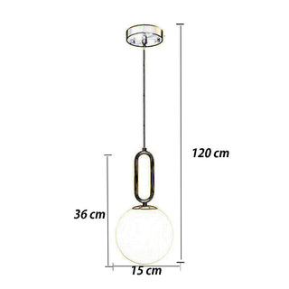 Lampadario minimalista con ovale in metallo bronzo con sfera G9