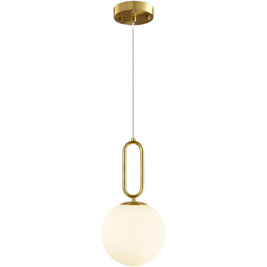 Lampadario a sospensione minimalista lampada per tavolo con ovale in metallo bronzo con sfera in vetro per cucina camera da letto G9