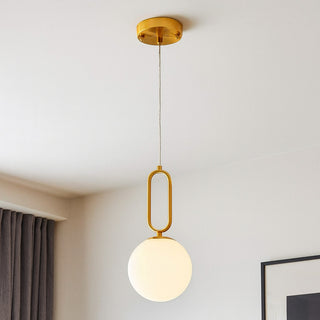 Lampadario minimalista con ovale in metallo bronzo con sfera G9