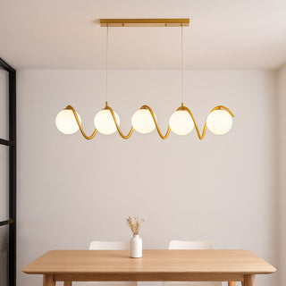 Lampadario twister con 5 sfere lampada decorativa oro attacco G9