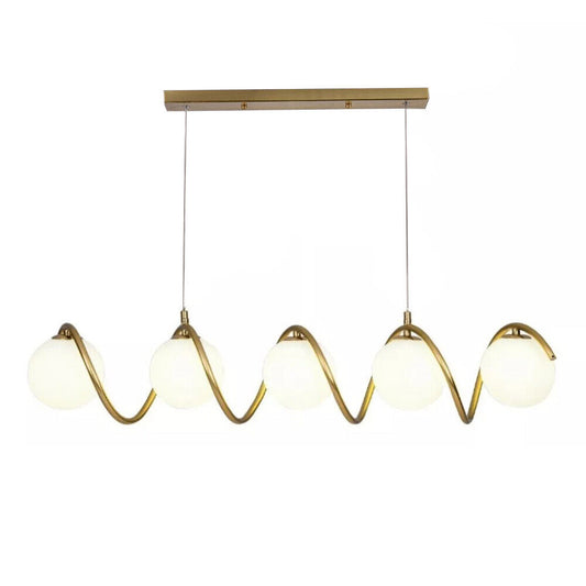 Lampadario a sospensione da soffitto twister con 5 sfere in vetro lampada decorativa oro per soggiorno cucina attacco g9