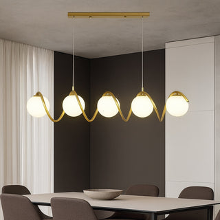 Lampadario twister con 5 sfere lampada decorativa oro attacco G9