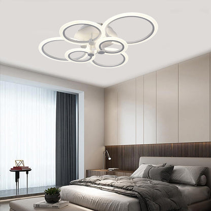 Lampadario led plafoniera moderno con 6 anelli cerchi 51 watt tecnologia CCT con switch luce  fredda calda naturale