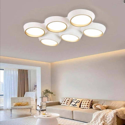 Plafoniera a led 120 watt lampadario da soffitto 6 cerchi irregolari a e oro luce fredda 6500k calda 3000k naturale 4000k