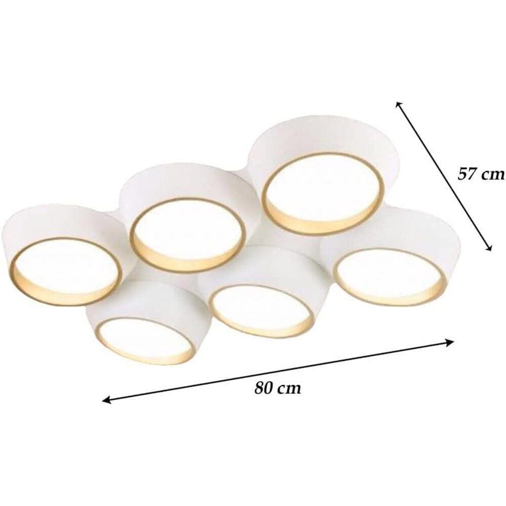 Plafoniera a led 120 watt lampadario da soffitto 6 cerchi irregolari a e oro luce fredda 6500k calda 3000k naturale 4000k