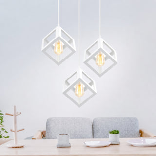 Lampadario da soffitto a sospensione 3d stile geometrico cubo E27