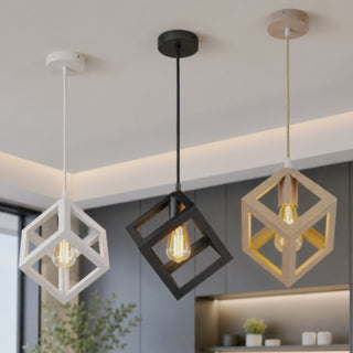 Lampadario da soffitto a sospensione 3d stile geometrico cubo E27