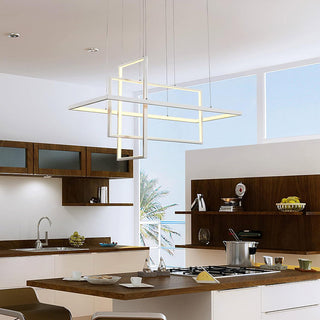 Lampadario led geometrico 76 watt 3 rettangoli luce 6500K 3000K 4000k
