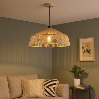 Lampadario a sospensione con corda intrecciata rattan attacco E27