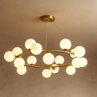 Lampadario contemporaneo in metallo bronzo 18 sfere con attacco G9