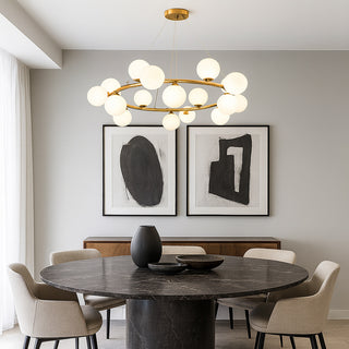 Lampadario contemporaneo in metallo bronzo 18 sfere con attacco G9