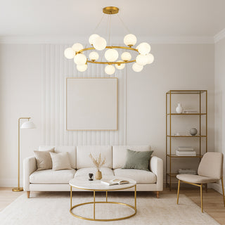 Lampadario contemporaneo in metallo bronzo 18 sfere con attacco G9