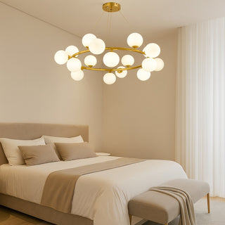 Lampadario contemporaneo in metallo bronzo 18 sfere con attacco G9