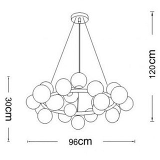 Lampadario contemporaneo in metallo bronzo 18 sfere con attacco G9